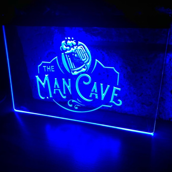 MAN CAVE LED NEON BLUE LIGHT SIGN 8x12 - Picture 2 of 3